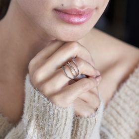 Piano Jewellery Cabaret Line Mavi 14 Ayar Pırlanta Yüzük