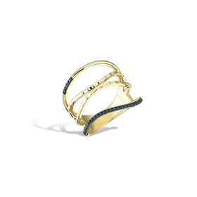 Piano Jewellery Cabaret Line Mavi 14 Ayar Pırlanta Yüzük
