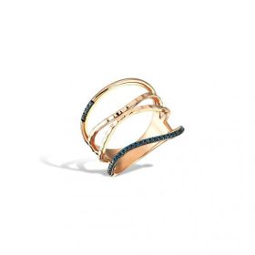 Piano Jewellery Cabaret Line Mavi 14 Ayar Pırlanta Yüzük