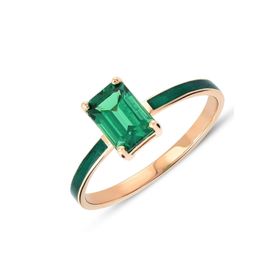 Piano Jewellery RHXR0174 14 Ayar Altın Rhythm Mini Oktagon Zümrüt Rengi Yüzük
