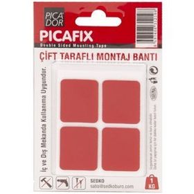 Picador VHB Ç/T Kırmızı 12'li Kare Montaj Bandı
