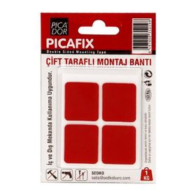 Picador VHB Ç/T Kırmızı 12'li Kare Montaj Bandı