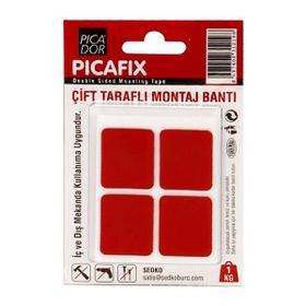 Picador VHB Ç/T Kırmızı 12'li Kare Montaj Bandı