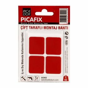 Picador VHB Ç/T Kırmızı 12'li Kare Montaj Bandı