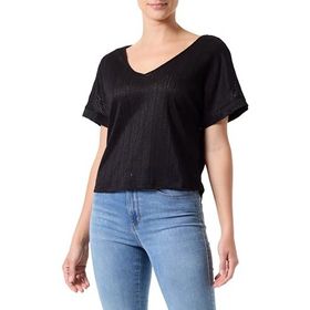 Pieces Pcafie Siyah Oniks SS Ters Çevrilebilir Dantel Üst Sww Kadın T-shirt