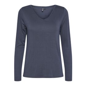 Pieces Pcbillo Ls Solid Noos Bc Mavi Ombre Blue V Yaka Uzun Kollu Kadın T-shirt