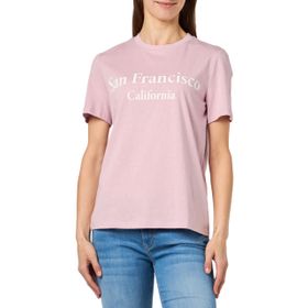 Pieces Pcfreya Ss Tee Bc Şafak Pembesi Baskı Parlak Beyaz Kadın T-shirt