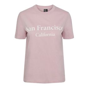 Pieces Pcfreya Ss Tee Bc Şafak Pembesi Baskı Parlak Beyaz Kadın T-shirt