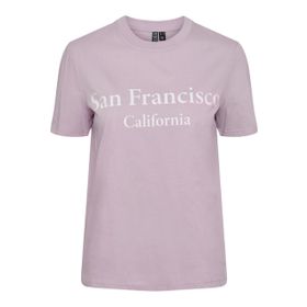 Pieces Pcfreya Ss Tee Bc Şafak Pembesi Baskı Parlak Beyaz Kadın T-shirt