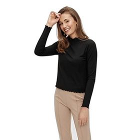 Pieces Pcnicca Ls Top Noos Schwarz Uzun Kollu Kadın T-shirt