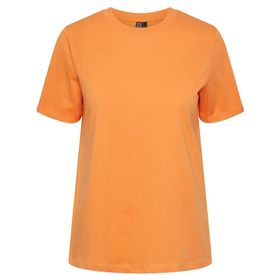 Pieces Pcria Ss Fold Up Solid Tee Noos Bc Tangerine Kadın T-shirt