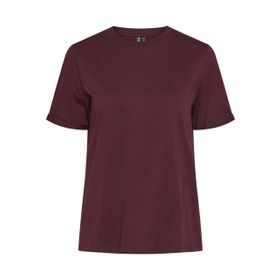 Pieces Pcria Ss Fold Up Solid Tee Noos Bc Tawny Port Kadın T-shirt