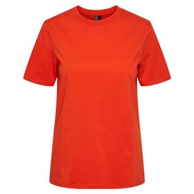 Pieces Pcria Ss Solid Tee Noos Bc Mandalina Tango Kadın T-shirt