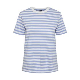 Pieces Pcria Ss Tee Stripes Noos Bc Ortanca Şeritler Parlak Beyaz Kadın T-shirt