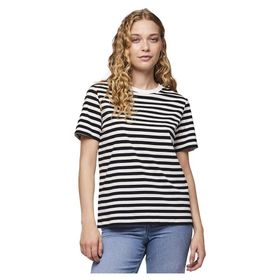 Pieces Pcria Ss Tee Stripes Noos Bc Siyah Şeritler Parlak Beyaz Kadın T-shirt