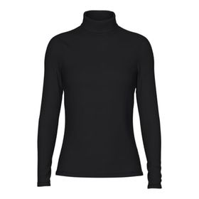 Pieces Pcsirene Ls Top Noos Siyah Balıkçı Yuvarlak Yaka Kadın T-shirt