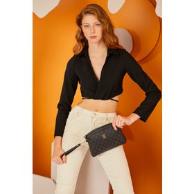 Pierre Cardin 05PO22Y1547 Kahve Siyah Monogram Kadın Portföy & Clutch Çanta