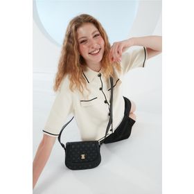 Pierre Cardin 05PO23Y1733 Siyah Monogram Kadın Omuz Çantası