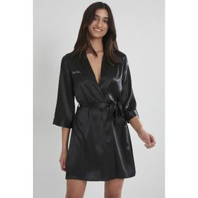 Pierre Cardin 1010 Zümrüt Siyah Kadın Saten Sabahlık