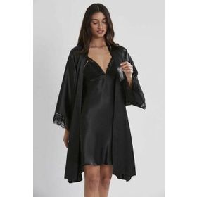 Pierre Cardin 13167 Saten Kadın Gecelik Sabahlık Takım