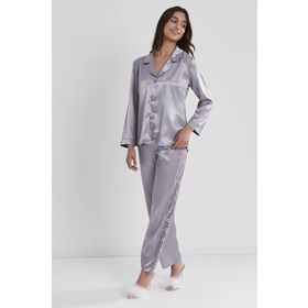 Pierre Cardin 1438 Mist Kadın Saten Dantelli Pijama Takımı