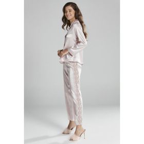 Pierre Cardin 1438 Pudra Kadın Saten Dantelli Pijama Takımı