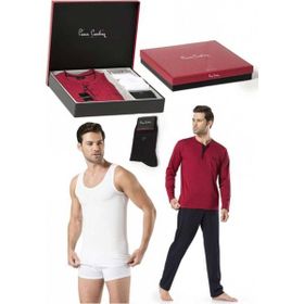 Pierre Cardin 2000 Bordo Pijama Çamaşır Çorap Set
