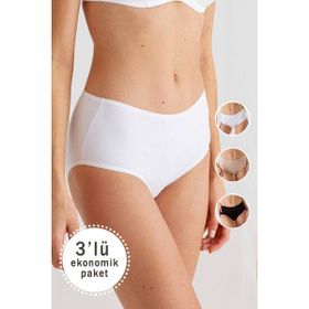 Pierre Cardin 2033 Beyaz Maxi Cut 3'lü Kadın Külot