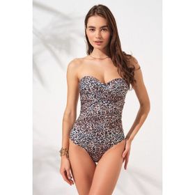 Pierre Cardin 231132-D 38 Leopar Bandy Kaplı Straplez Mayo
