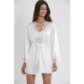 Pierre Cardin 2490 Ekru Saten 3'lü Kimono Şort Takımı