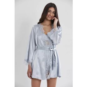 Pierre Cardin 2490 Mist Kadın Sabahlıklı Saten Şort Takım