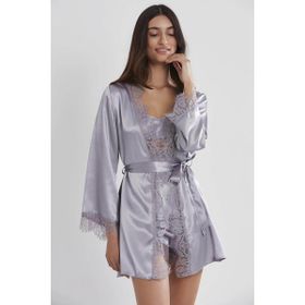 Pierre Cardin 2490 Royal Kadın Sabahlıklı Saten Şort Takım