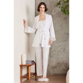 Pierre Cardin 2805 Ekru Hamile Lohusa Sabahlıklı Pijama Takım