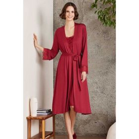 Pierre Cardin 4005 Bordo Hamile Lohusa Sabahlıklı Gecelik Takım