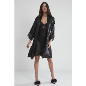 Pierre Cardin 4075 Siyah 2'li Balensiz Kaplı Gecelik Sabahlık