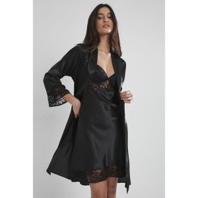 Pierre Cardin 4075 Siyah 2'li Balensiz Kaplı Gecelik Sabahlık