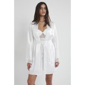 Pierre Cardin 4090 Ekru Midi Dantel Sabahlık Gecelik Set