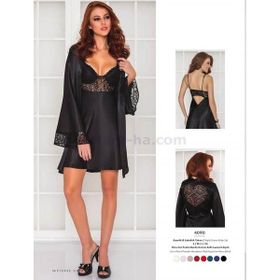 Pierre Cardin 4090 Ekru Midi Dantel Sabahlık Gecelik Set