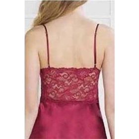 Pierre Cardin 4265 Bordo Dantel Detay Saten Gecelik Sabahlık Takımı
