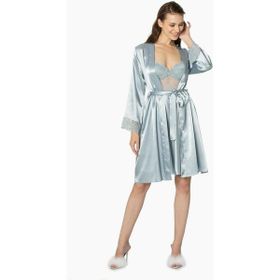 Pierre Cardin 4265 Mist Dantel Detay Saten Gecelik Sabahlık Takımı