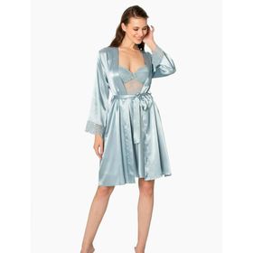 Pierre Cardin 4265 Mist Dantel Detay Saten Gecelik Sabahlık Takımı