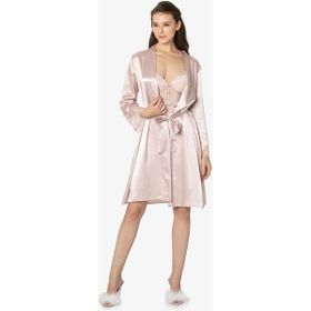 Pierre Cardin 4300 Pudra 2'li Saten Kısa Gecelik Sabahlık