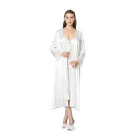 Pierre Cardin 4370 Ekru Saten Gecelik Sabahlık Takım