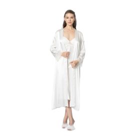 Pierre Cardin 4370 Ekru Saten Gecelik Sabahlık Takım