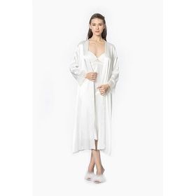 Pierre Cardin 4370 Ekru Saten Gecelik Sabahlık Takım