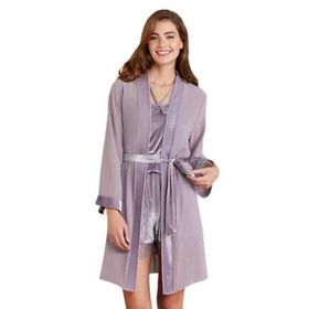 Pierre Cardin 4800 Royal Kadın Dantelli Kadife Tulum Sabahlık Takım