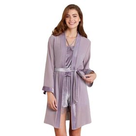Pierre Cardin 4800 Royal Kadın Dantelli Kadife Tulum Sabahlık Takım