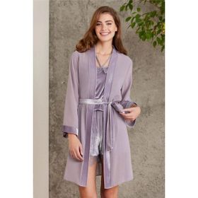 Pierre Cardin 4800 Royal Kadın Dantelli Kadife Tulum Sabahlık Takım