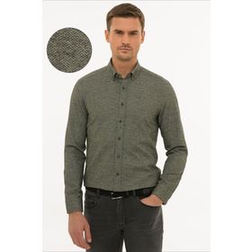 Pierre Cardin 50179010057 Yeşil Slim Fit Uzun Kollu Erkek Gömlek