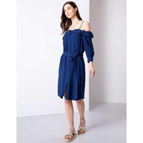 Pierre Cardin 50204427-VR033 Lacivert Dokuma Kadın Elbise